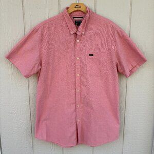 RVCA That'll Do Short Sleeve Button Down Shirt Men's XL Pink Slim Oxford Stretch